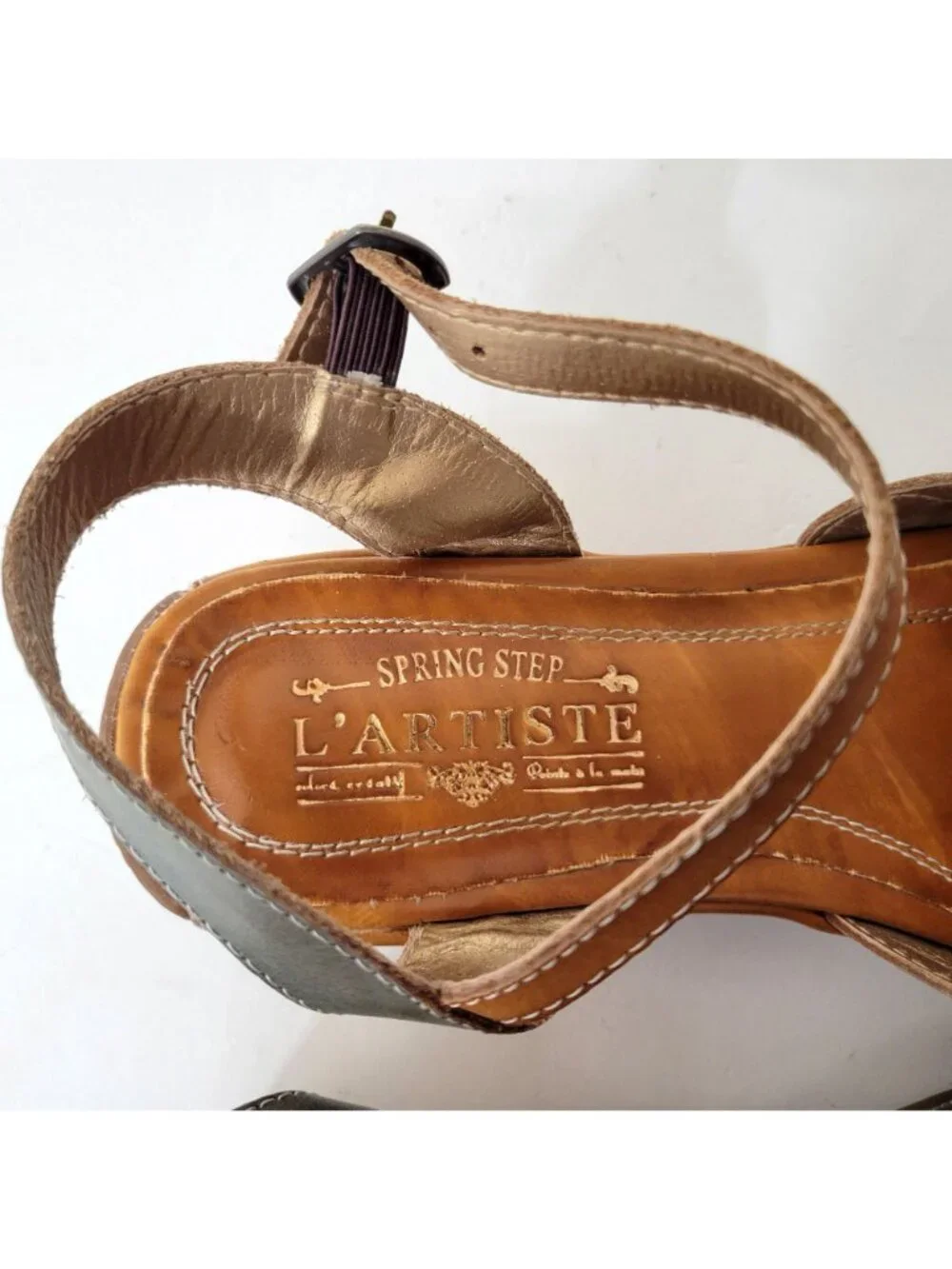 Springstep L'Artiste Leather Ankle Strap Shoes With Multicolor Cutout Design Eur - Picture 7 of 8